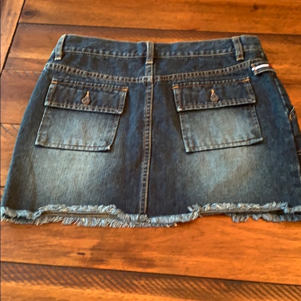 Tommy Jeans Denim Mini Skirt Raw Hem Size 7 Y2K